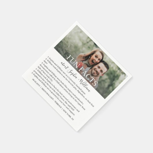 モダン白黒シンプル写真おもしろい事実結婚の スタンダードカクテルナプキン (角)