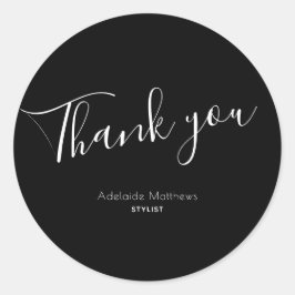 モダン白黒シンプル名前をカスタムするありがとう ラウンドシール