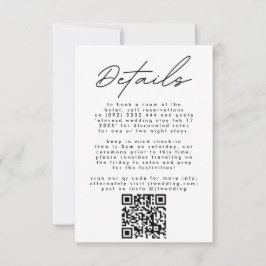 モダン白黒シンプル文字のQRコ結婚ード 出欠カード