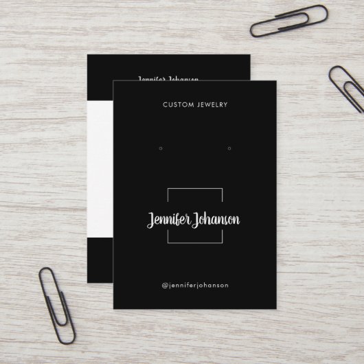 モダン白黒ジュエリーホルダーイヤリングqrコード 名刺 (正面/裏面インサイチュ)