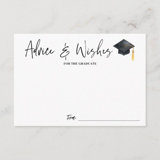 モダン白黒スクリプトアドバイスの卒業希望 エンクロージャーカード (正面)