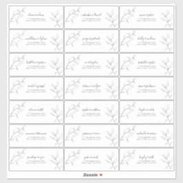 モダン白黒スクリプトボタニカルゲストアドレス シール