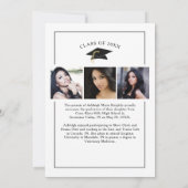 モダン白黒スクリプト4写真の卒業 案内状 (裏面)