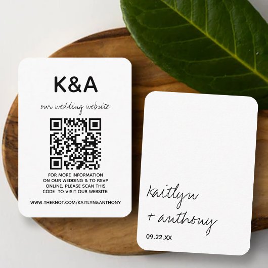 モダン白黒スクリプミニマルト結婚の エンクロージャーカード