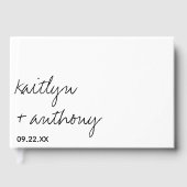 モダン白黒スクリプミニマルト結婚の ゲストブック (正面)