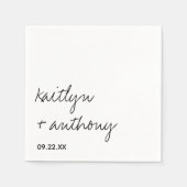 モダン白黒スクリプミニマルト結婚の スタンダードカクテルナプキン (正面)