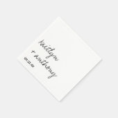 モダン白黒スクリプミニマルト結婚の スタンダードカクテルナプキン (角)