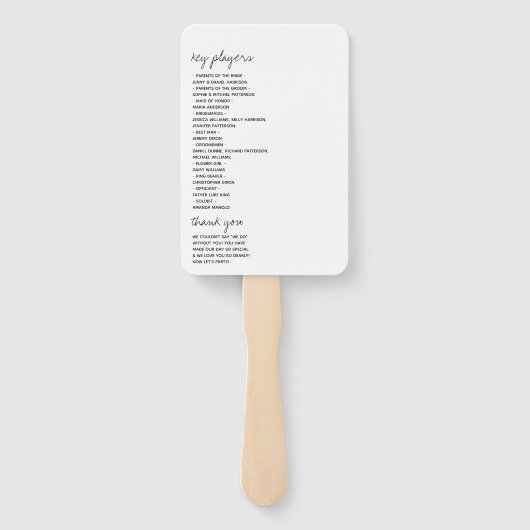 モダン白黒スクリプミニマルト結婚の ハンドファン (裏面)