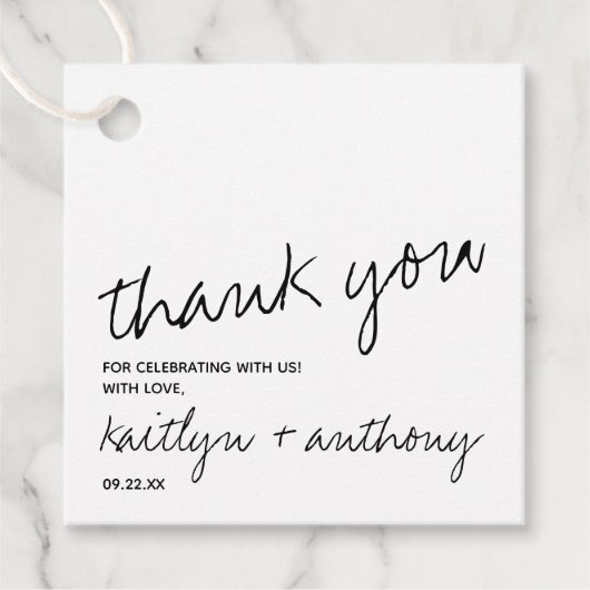 モダン白黒スクリプミニマルト結婚の フェイバータグ (正面)