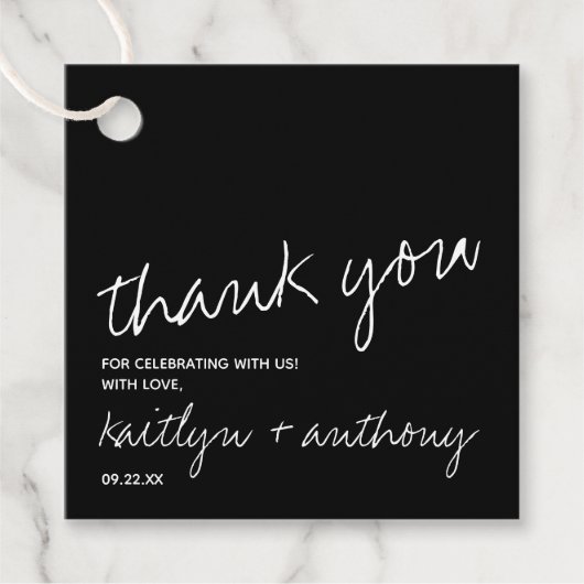 モダン白黒スクリプミニマルト結婚の フェイバータグ (正面)