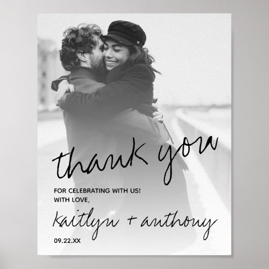 モダン白黒スクリプミニマルト結婚の ポスター (正面)