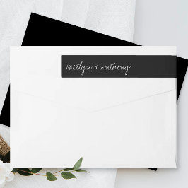 モダン白黒スクリプミニマルト結婚の ラップアラウンドラベル