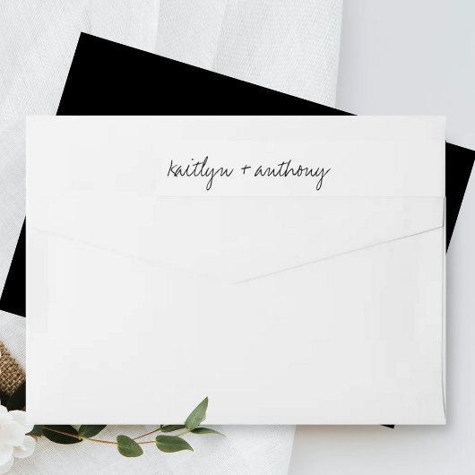 モダン白黒スクリプミニマルト結婚の ラップアラウンドラベル