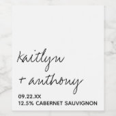 モダン白黒スクリプミニマルト結婚の ワインラベル (シングルラベル)