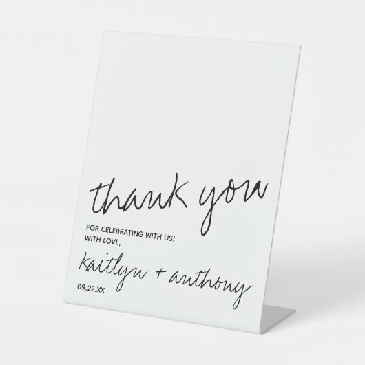 モダン白黒スクリプミニマルト結婚の 台座サイン (正面)