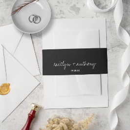 モダン白黒スクリプミニマルト結婚の 招待状ベリーバンド