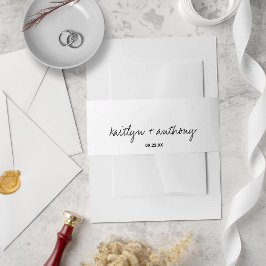 モダン白黒スクリプミニマルト結婚の 招待状ベリーバンド