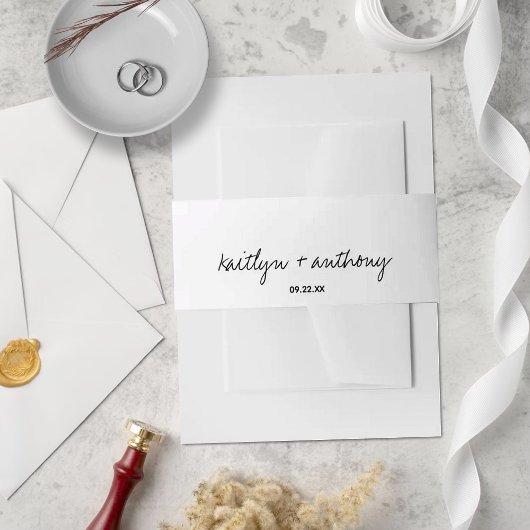 モダン白黒スクリプミニマルト結婚の 招待状ベリーバンド