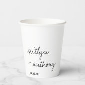 モダン白黒スクリプミニマルト結婚の 紙コップ (裏面)