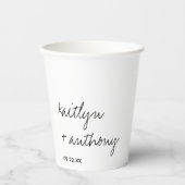 モダン白黒スクリプミニマルト結婚の 紙コップ (正面)