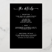 モダン白黒スクリプミニマルト結婚写真 箔招待状 (裏面)
