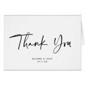 モダン白黒スクリプ結婚トのサンキューカード (正面横)