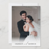 モダン白黒スクリプ結婚ト サンキューカード (裏面)