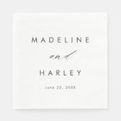 モダン白黒スクリプ結婚ト スタンダードランチョンナプキン (正面)