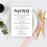 モダン白黒スクリプ結婚ト メニュー<br><div class="desc">シックな白黒のメニューカードモダンは結婚、書のスクリプトアクセントとエレガント文字が付いた黒いタイポグラフィックデザインを備えていますスタイリッシュと、おいしいディナーメニュー詳細と新郎新婦の名前と日付のモノグラムを持つことができる。</div>