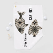 モダン白黒スタイリッシュ魚のパーソナライズ ゴルフタオル