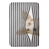 モダン白黒ストライプおもしろい犬モダン バスマット (正面縦)