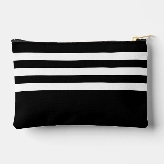 モダン白黒ストライプと名はっきりした前 アクセサリーポーチ (裏面)