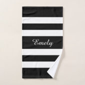 モダン白黒ストライプのパターン名 バスタオルセット (ハンドタオル)