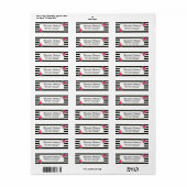 モダン白黒ストライプのフローラ差出人住所 ラベル (フルシート)