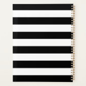 モダン白黒ストライプの名前をカスタムするモノグラム プランナー手帳 (裏面)