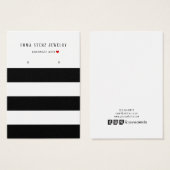 モダン白黒ストライプイヤリング表示カード (正面&裏面)