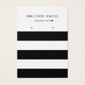 モダン白黒ストライプイヤリング表示カード (正面)