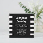 モダン白黒ストライプタイポグラフィ誕生日 招待状 (スタンド正面)