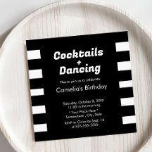 モダン白黒ストライプタイポグラフィ誕生日