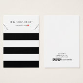 モダン白黒ストライプネックレスディスプレイカード (正面&裏面)