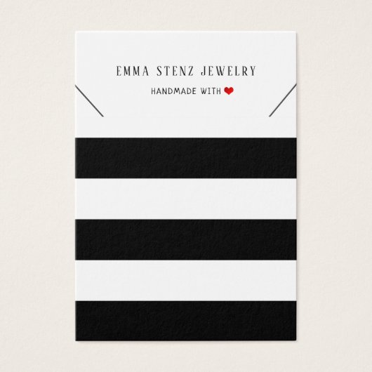 モダン白黒ストライプネックレスディスプレイカード (正面)