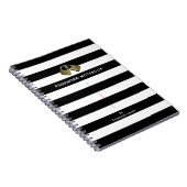 モダン白黒ストライプパスワード ノートブック (右側)