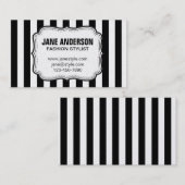 モダン白黒ストライプパターンファッションSTYLIST 名刺 (正面/裏面)
