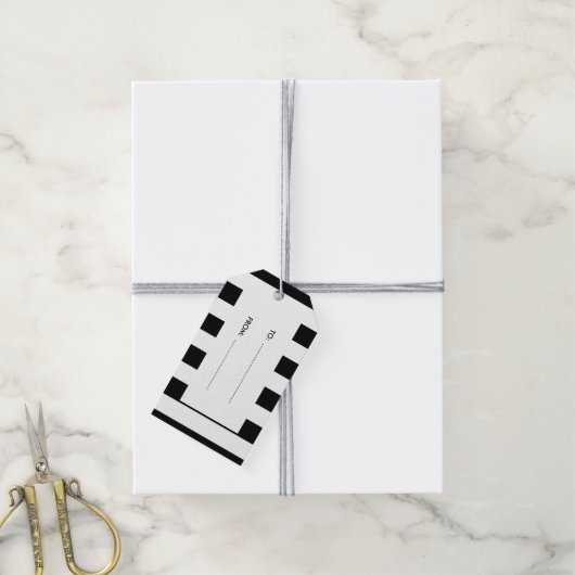 モダン白黒ストライプパターン ギフトタグ (より糸付き)