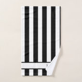 モダン白黒ストライプモノグラム浴室 バスタオルセット (ハンドタオル)