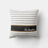 モダン白黒ストライプモノグラム装飾用クッション クッション (裏面)