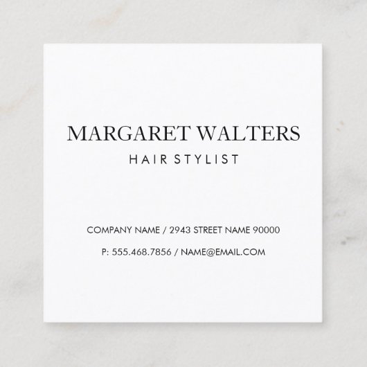 モダン白黒ストライプモノグラム スクエア名刺 (裏面)