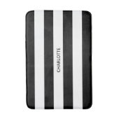モダン白黒ストライプ名前をカスタムするシック バスマット (正面縦)