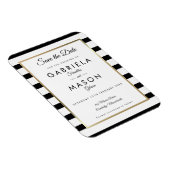 モダン白黒ストライプ日付の保存 マグネット (右側)