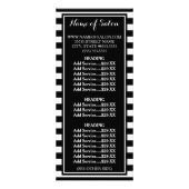 モダン白黒ストライプ美しいサロン価格表 ラックカード (正面)